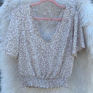 Cream Pocka Dotted Women's Crop blouse